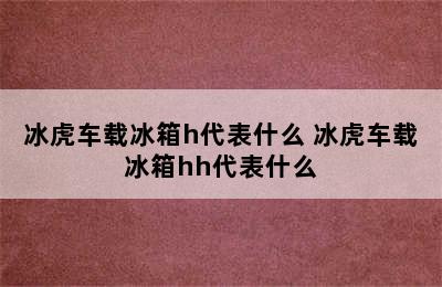 冰虎车载冰箱h代表什么 冰虎车载冰箱hh代表什么